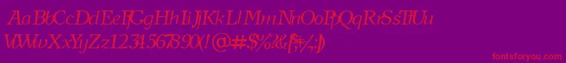 NewjournalCyrillicItalic Font – Red Fonts on Purple Background