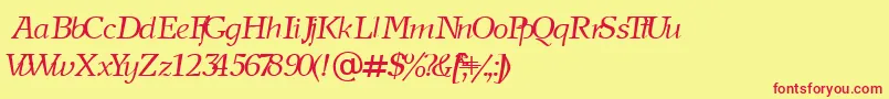 NewjournalCyrillicItalic Font – Red Fonts on Yellow Background