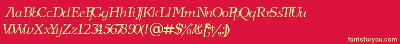 Fonte NewjournalCyrillicItalic – fontes amarelas em um fundo vermelho