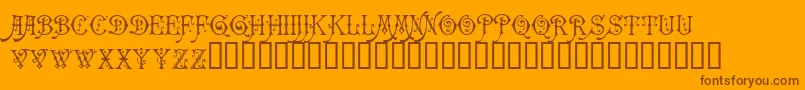 Carmencita-Schriftart – Braune Schriften auf orangefarbenem Hintergrund