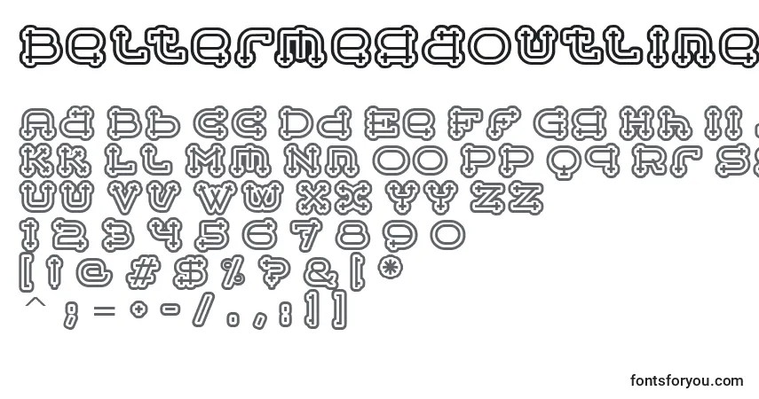 Czcionka BeltermegaoutlineitcTt – alfabet, cyfry, specjalne znaki