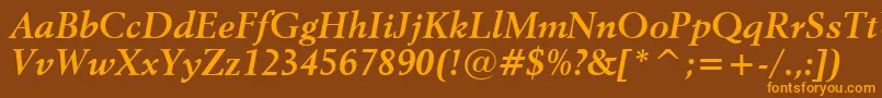 Revival565BoldItalicBt Font – Orange Fonts on Brown Background