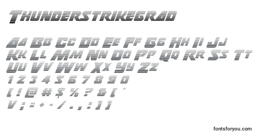 Czcionka Thunderstrikegrad – alfabet, cyfry, specjalne znaki