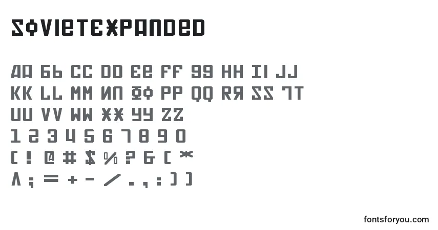 Czcionka SovietExpanded – alfabet, cyfry, specjalne znaki