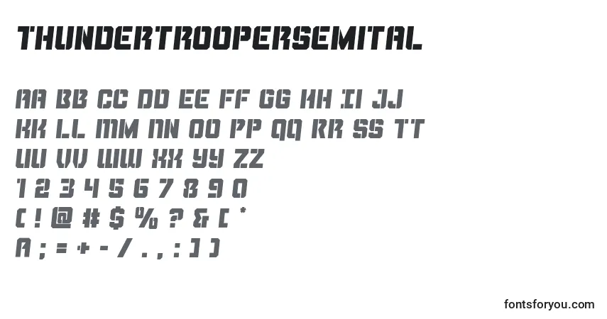 Thundertroopersemital-fontti – aakkoset, numerot, erikoismerkit