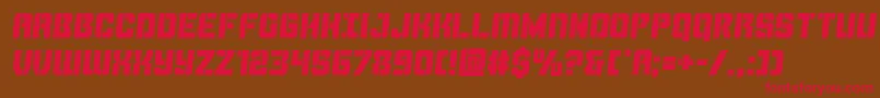 Thundertroopersemital-Schriftart – Rote Schriften auf braunem Hintergrund