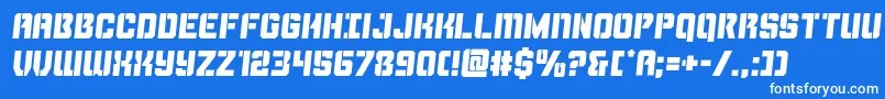 Thundertroopersemital-Schriftart – Weiße Schriften auf blauem Hintergrund