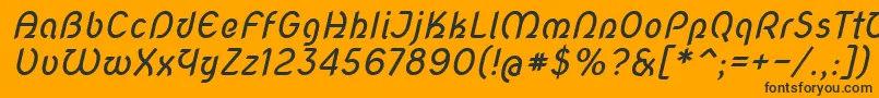 Novascript-Schriftart – Schwarze Schriften auf orangefarbenem Hintergrund