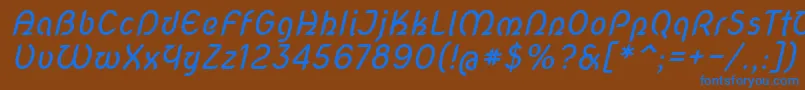 フォントNovascript – 茶色の背景に青い文字