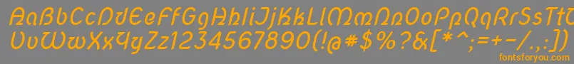 フォントNovascript – オレンジの文字は灰色の背景にあります。