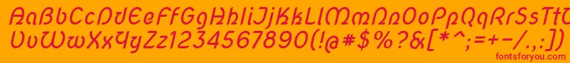 フォントNovascript – オレンジの背景に赤い文字