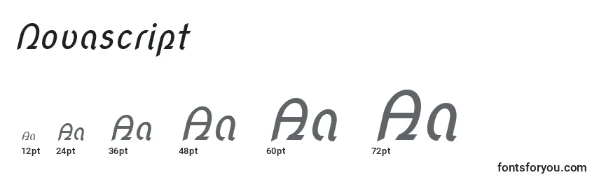 Размеры шрифта Novascript