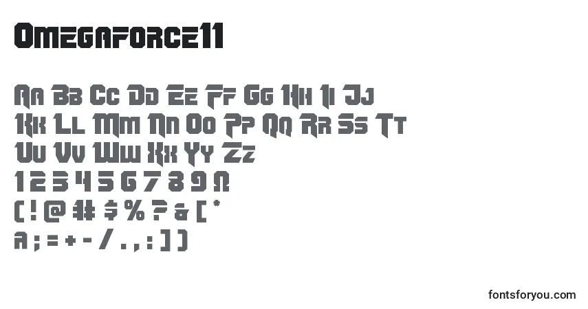 Schriftart Omegaforce11 – Alphabet, Zahlen, spezielle Symbole