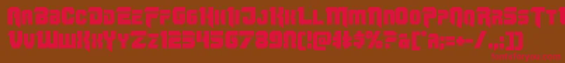フォントOmegaforce11 – 赤い文字が茶色の背景にあります。