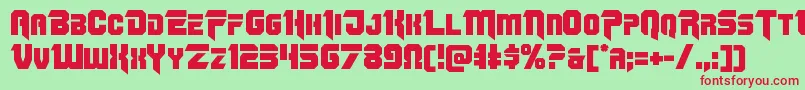 Omegaforce11-Schriftart – Rote Schriften auf grünem Hintergrund