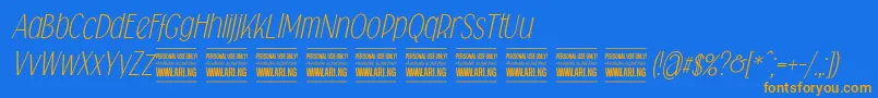 Saiba mais sobre a fonte Falkinsansitalicpersonal Fonte Falkinsansitalicpersonal – fontes laranjas em um fundo azul