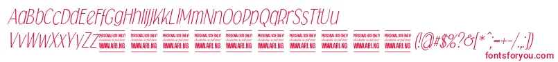 フォントFalkinsansitalicpersonal – 白い背景に赤い文字