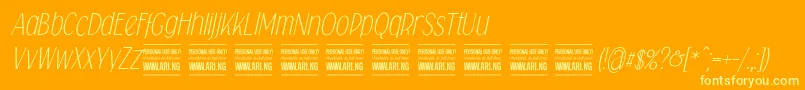 Falkinsansitalicpersonal-Schriftart – Gelbe Schriften auf orangefarbenem Hintergrund