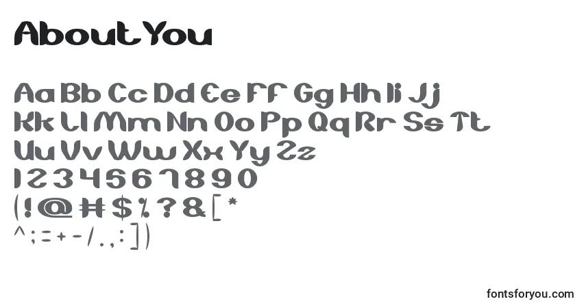 Шрифт AboutYou (60664) – алфавит, цифры, специальные символы
