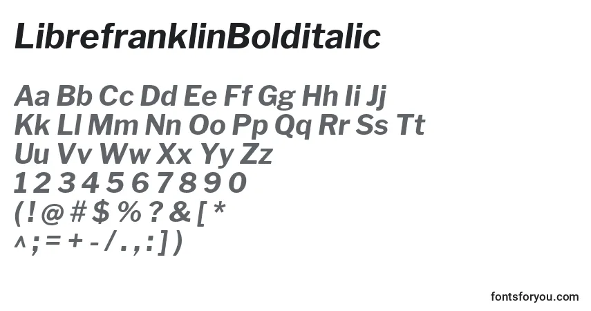 Schriftart LibrefranklinBolditalic – Alphabet, Zahlen, spezielle Symbole