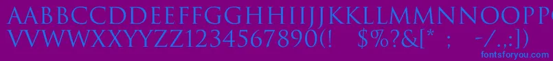 Trajax-Schriftart – Blaue Schriften auf violettem Hintergrund