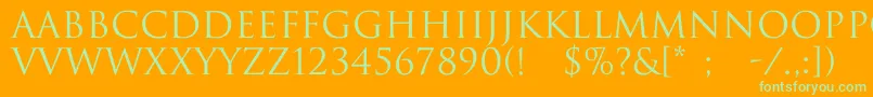Trajax-Schriftart – Grüne Schriften auf orangefarbenem Hintergrund