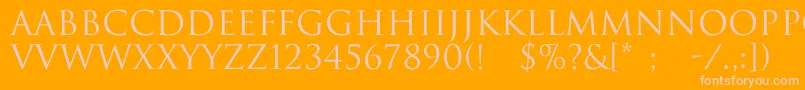 Trajax-Schriftart – Rosa Schriften auf orangefarbenem Hintergrund