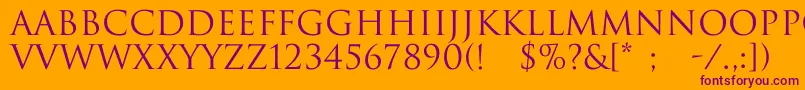 Trajax-Schriftart – Violette Schriften auf orangefarbenem Hintergrund