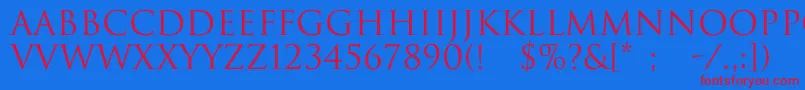 フォントTrajax – 赤い文字の青い背景