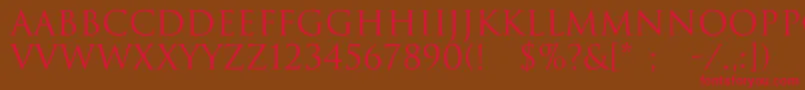 Trajax-Schriftart – Rote Schriften auf braunem Hintergrund