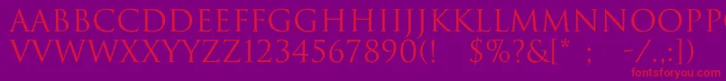 フォントTrajax – 紫の背景に赤い文字