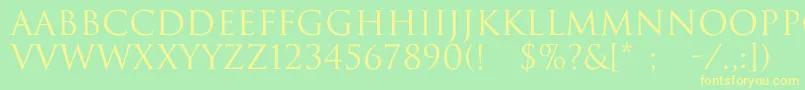 フォントTrajax – 黄色の文字が緑の背景にあります
