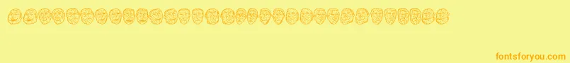 フォントOpa – オレンジの文字が黄色の背景にあります。
