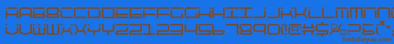 Qtech2c-Schriftart – Braune Schriften auf blauem Hintergrund