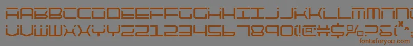 フォントQtech2c – 茶色の文字が灰色の背景にあります。