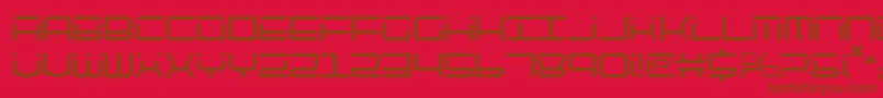 Qtech2c-Schriftart – Braune Schriften auf rotem Hintergrund