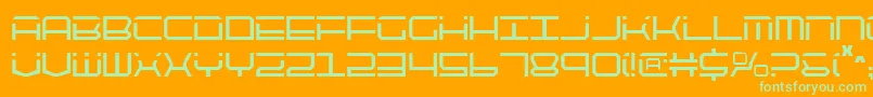 Qtech2c-Schriftart – Grüne Schriften auf orangefarbenem Hintergrund