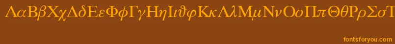 SymbolProportionalBt-Schriftart – Orangefarbene Schriften auf braunem Hintergrund