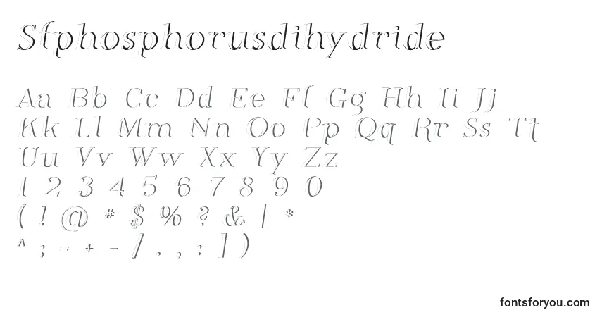 Schriftart Sfphosphorusdihydride – Alphabet, Zahlen, spezielle Symbole