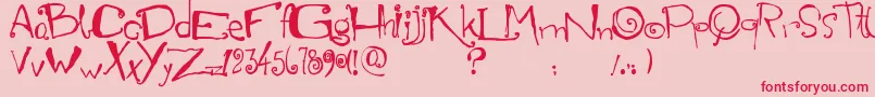 Czcionka Marianapeluso – czerwone czcionki na różowym tle