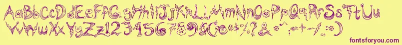 Ponyrides Font – Purple Fonts on Yellow Background