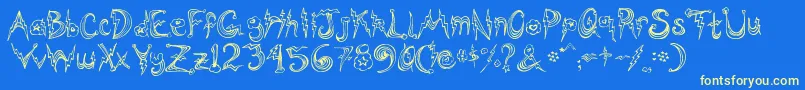 Ponyrides Font – Yellow Fonts on Blue Background