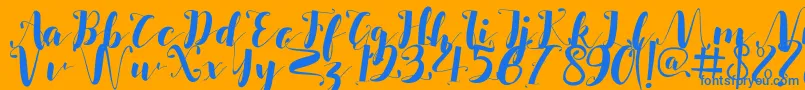 Salsabilla-Schriftart – Blaue Schriften auf orangefarbenem Hintergrund