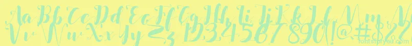 フォントSalsabilla – 黄色い背景に緑の文字