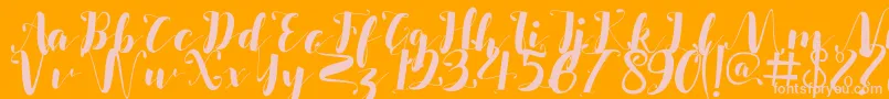 Salsabilla-Schriftart – Rosa Schriften auf orangefarbenem Hintergrund