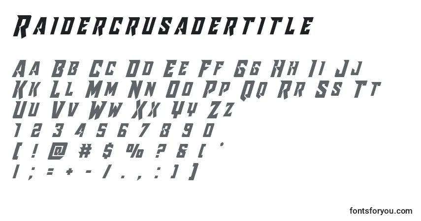 A fonte Raidercrusadertitle – alfabeto, números, caracteres especiais
