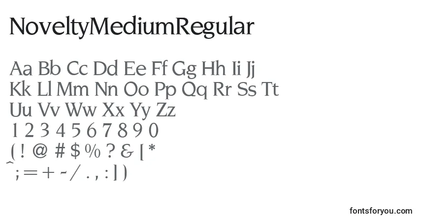 Schriftart NoveltyMediumRegular – Alphabet, Zahlen, spezielle Symbole