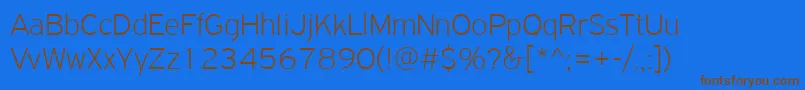 PfhighwaysansproThin-Schriftart – Braune Schriften auf blauem Hintergrund