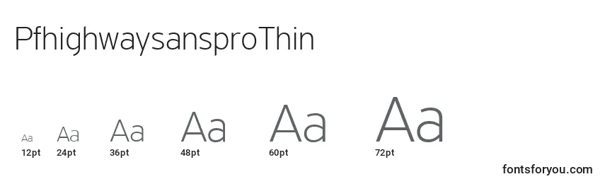 Размеры шрифта PfhighwaysansproThin
