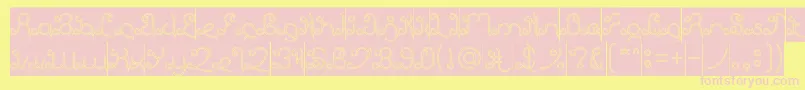 EtherealSkyHollowInverse-fontti – vaaleanpunaiset fontit keltaisella taustalla